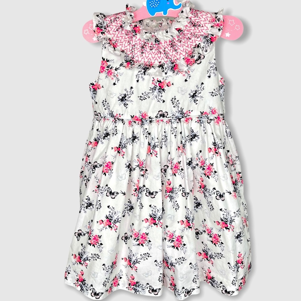 3T Bonnie Jean Smock Neck Butterfly Dress EUC